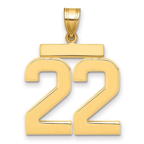14k Yellow Gold Athletic Collection Large Polished Number 22 Pendant